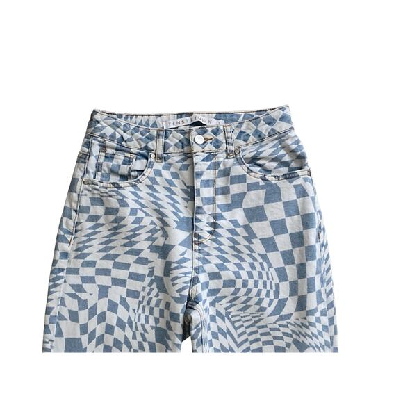 Tinseltown Checkered High Rise Mom Jeans Womens Size 3 - Picture 6 of 8